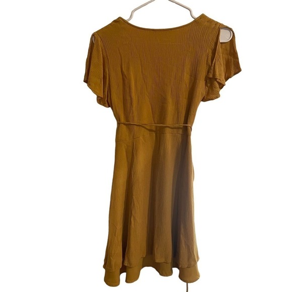 Lulus Mustard Yellow Harbor Point Wrap Dress w/Slit Sleeves - Picture 7 of 11